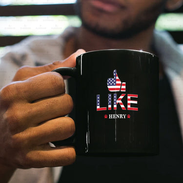 Personalized Dog Gift Idea - America Thumb Up For Dog Lovers - Black Mug
